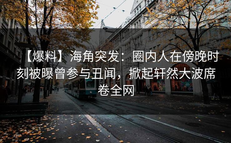 【爆料】海角突发：圈内人在傍晚时刻被曝曾参与丑闻，掀起轩然大波席卷全网