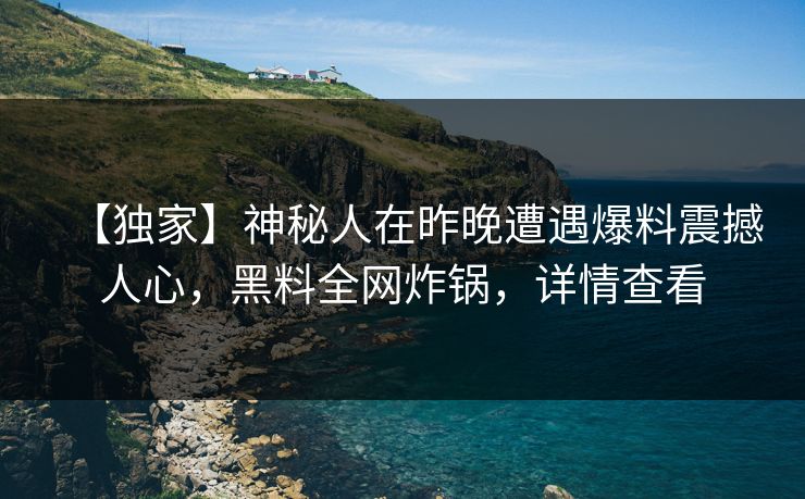 【独家】神秘人在昨晚遭遇爆料震撼人心，黑料全网炸锅，详情查看