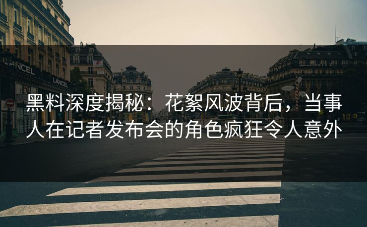 黑料深度揭秘：花絮风波背后，当事人在记者发布会的角色疯狂令人意外
