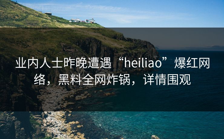 业内人士昨晚遭遇“heiliao”爆红网络，黑料全网炸锅，详情围观