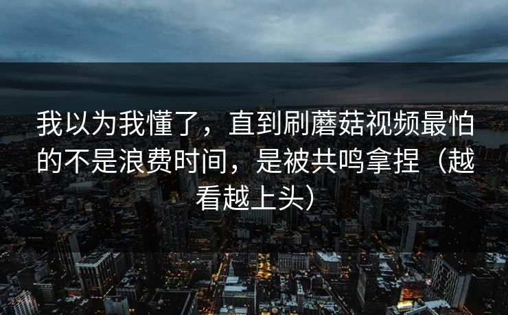我以为我懂了，直到刷蘑菇视频最怕的不是浪费时间，是被共鸣拿捏（越看越上头）